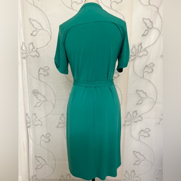 Jade green waist cinching knee-length dress - Picture 4 of 6